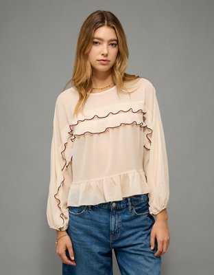 AE Ruffled Long Sleeve Blouse