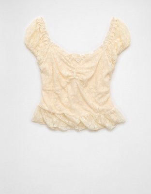 AE Short Sleeve Lace Blouse