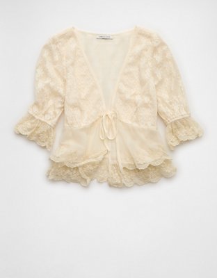 Blouse à devant noué volants AE