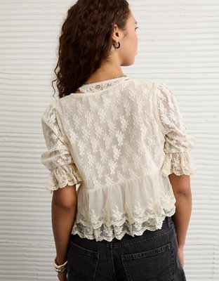 Blouse à devant noué volants AE