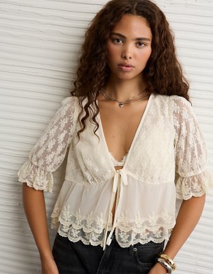 AE Ruffled Tie-Front Blouse