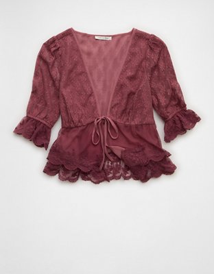 AE Ruffled Tie-Front Blouse