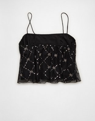 AE Sequin Mesh Cami Top