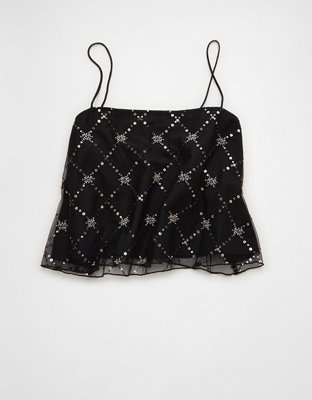 AE Sequin Mesh Cami Top