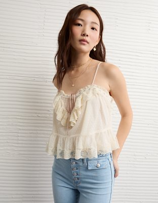 AE Mesh Ruffle Cami