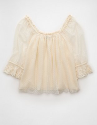 AE Square Neck Mesh Blouse