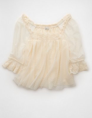 AE Square Neck Mesh Blouse