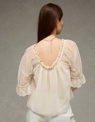 AE Square Neck Mesh Blouse