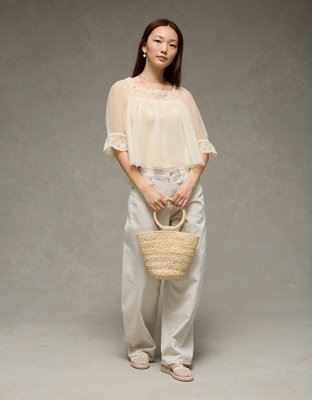 AE Square Neck Mesh Blouse