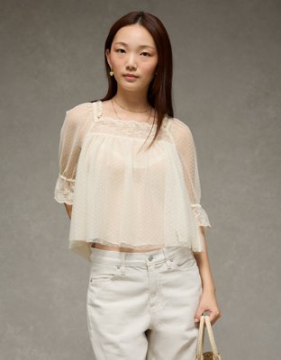 AE Square Neck Mesh Blouse