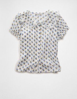 AE x The Summer I Turned Pretty Collared Puff Sleeve Blouse