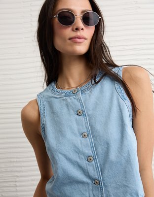 AE High-Neck Denim Vest