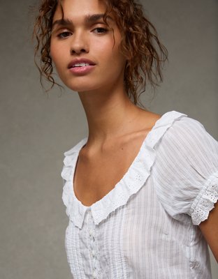 AE Schiffli Button-Up Blouse | American Eagle