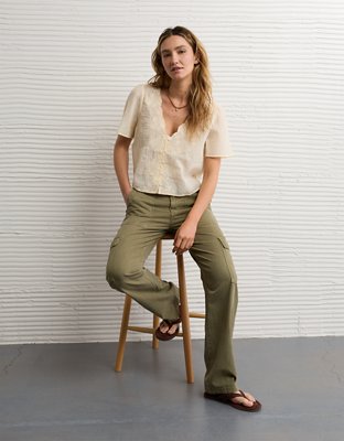 AE Lace Trim Short-Sleeve Blouse from American Eagle - $44.95