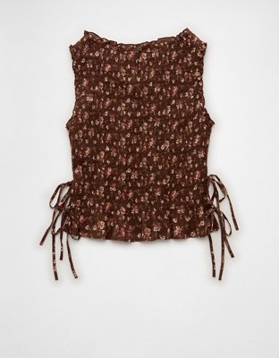 AE Boxy Smocked Tie-Side Blouse