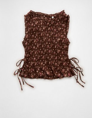 AE Boxy Smocked Tie-Side Blouse