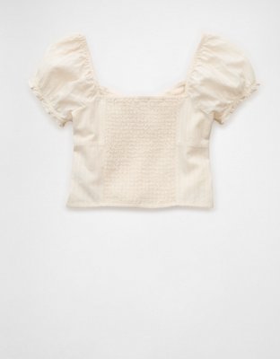 AE Short-Sleeve Tie-Front Blouse