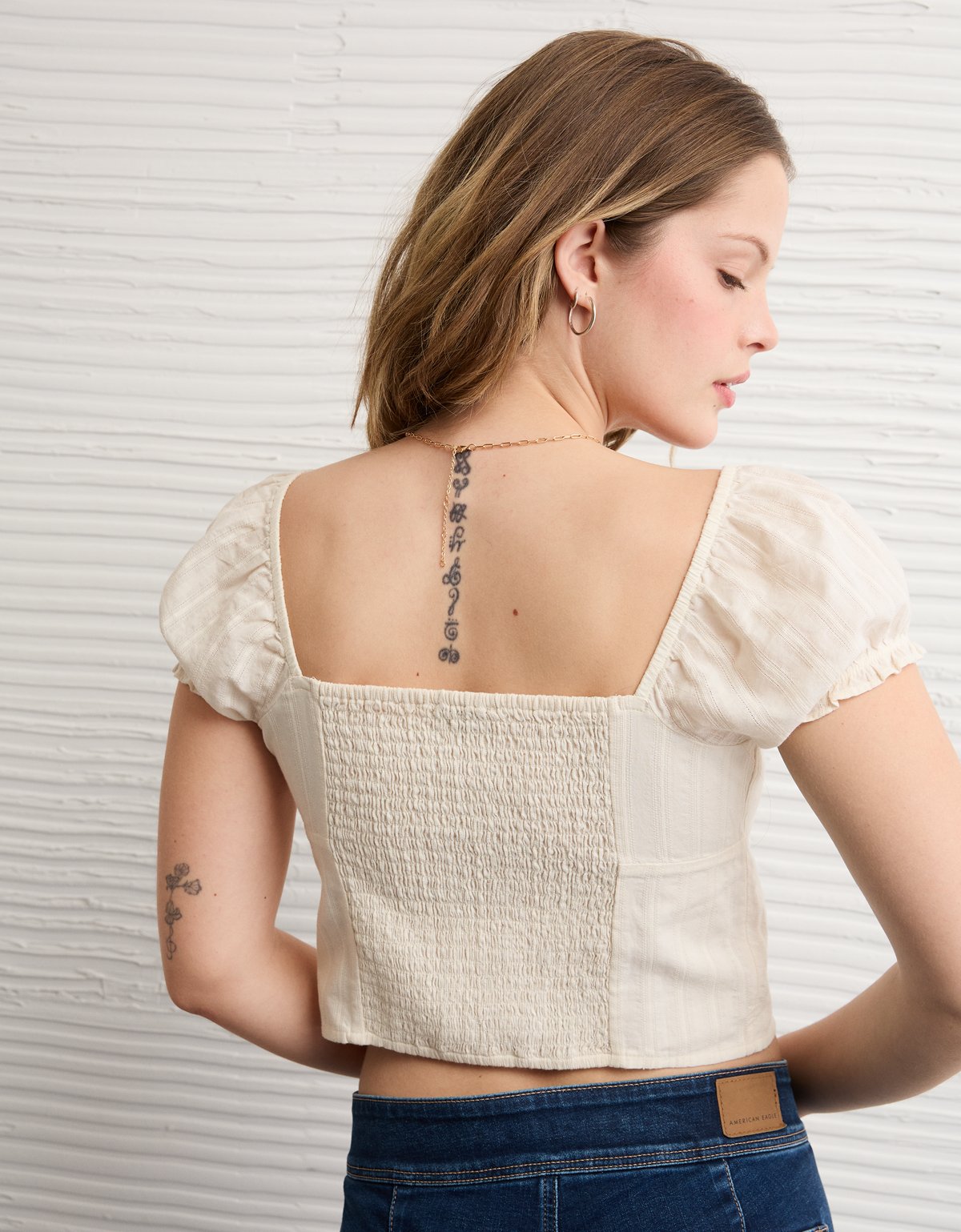 AE Short-Sleeve Tie-Front Blouse - image 2