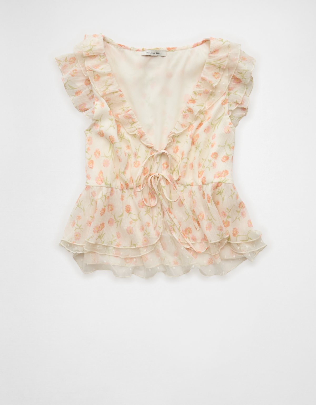 AE Flutter Sleeve Tie-Front Blouse - image 3