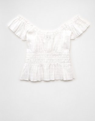AE Ruched Flutter Sleeve Blouse