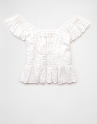 AE Ruched Flutter Sleeve Blouse