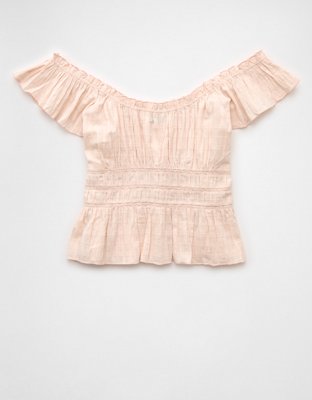 AE Ruched Flutter Sleeve Blouse