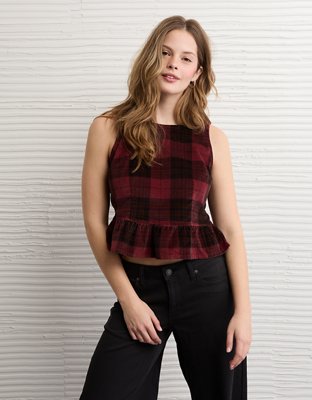AE Back Bow Peplum Tank Top | American Eagle