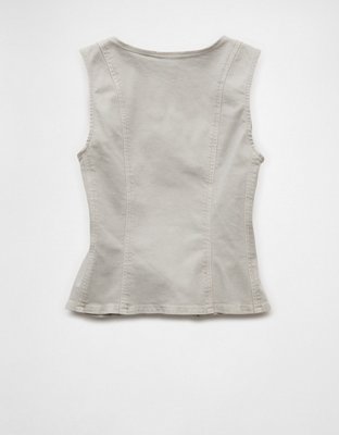 AE Square Neck Button-Up Denim Vest