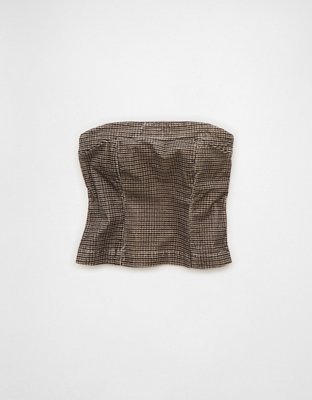 AE Plaid Corduroy Tube Top