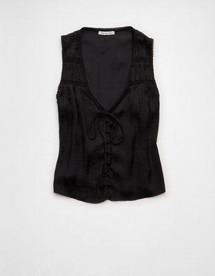 AE Lace Button-Front Tank Top
