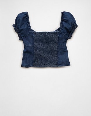 AE Short-Sleeve Tie-Front Blouse