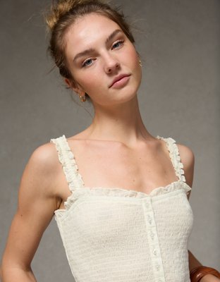 AE Smocked Button-Up Cami