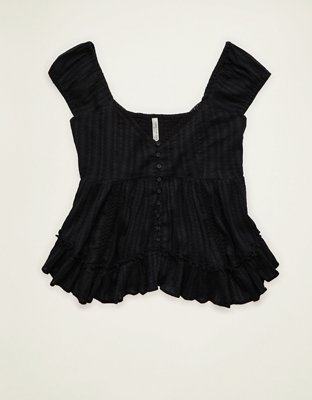 AE Lace Trim Babydoll Blouse