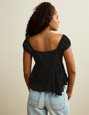 AE Lace Trim Babydoll Blouse