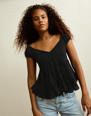 AE Lace Trim Babydoll Blouse