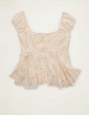 AE Lace Trim Babydoll Blouse