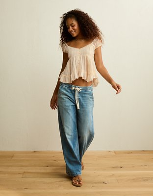 AE Lace Trim Babydoll Blouse