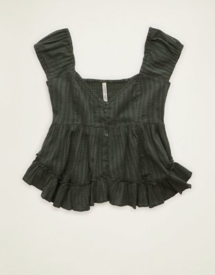 AE Lace Trim Babydoll Blouse