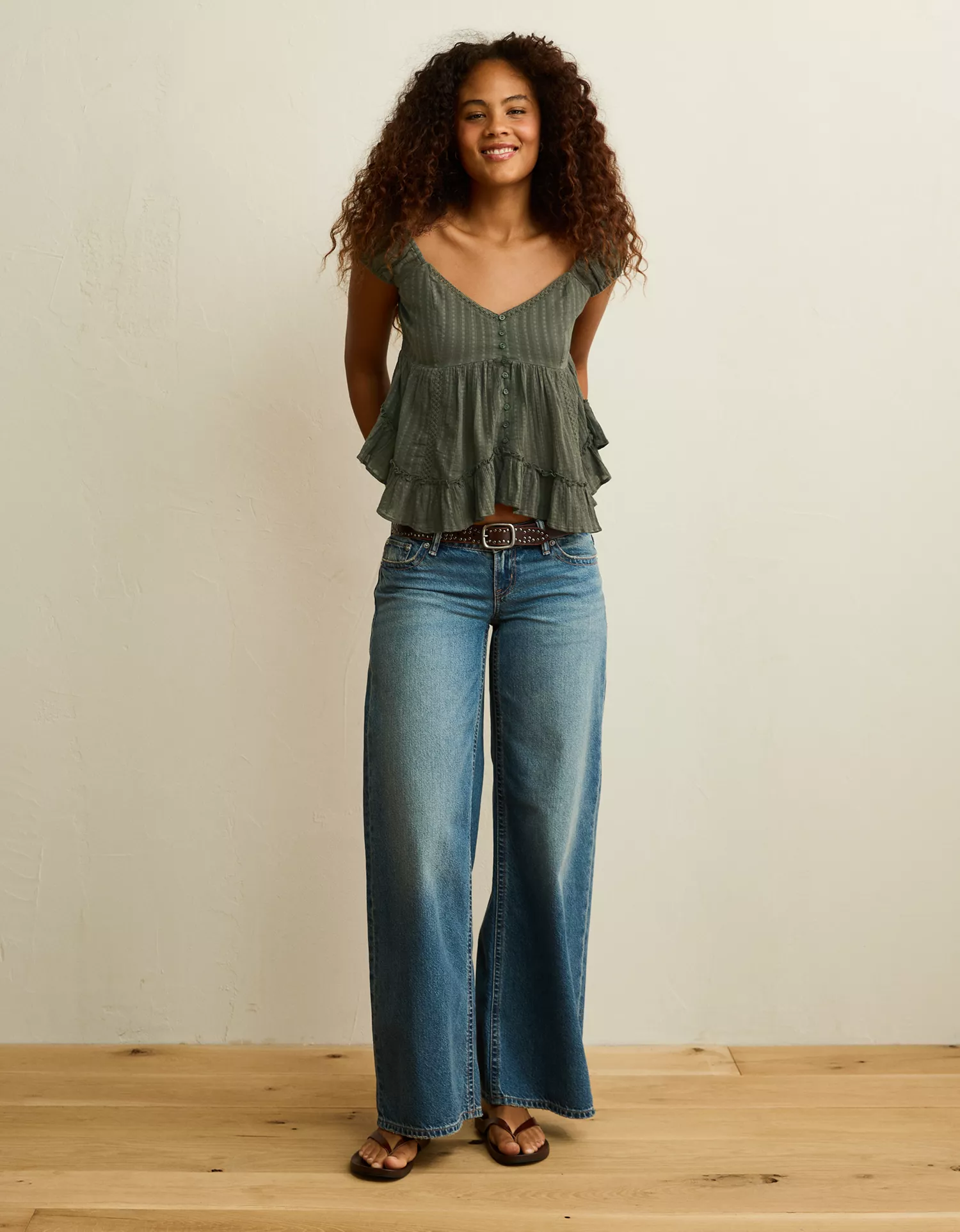 AE Lace Trim Babydoll Blouse - thumbnail 5