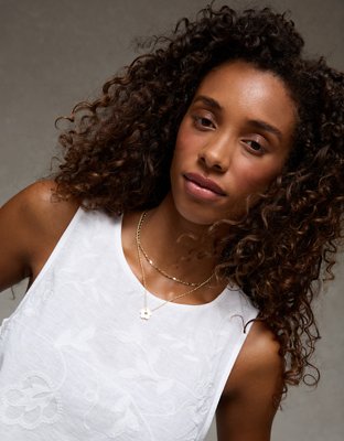 AE Tie-Side Embroidered Tank Top