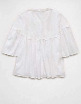 AE Embroidered Button-Up Blouse