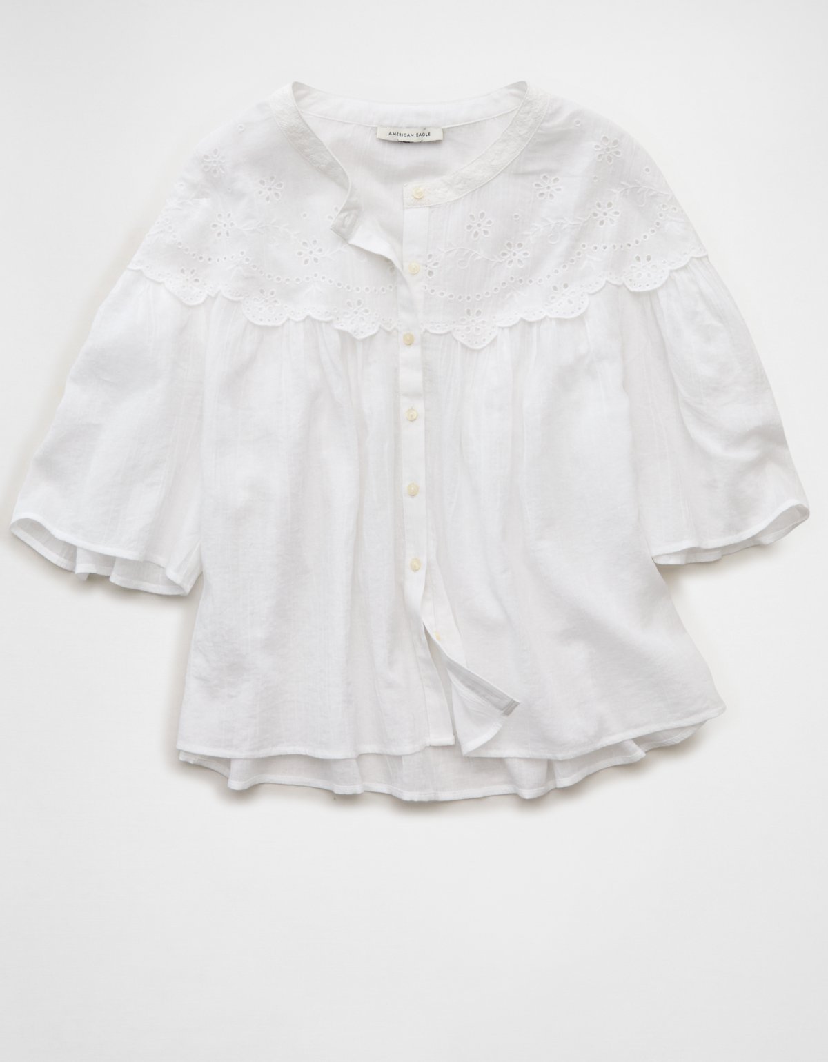 AE Embroidered Button-Up Blouse - image 3