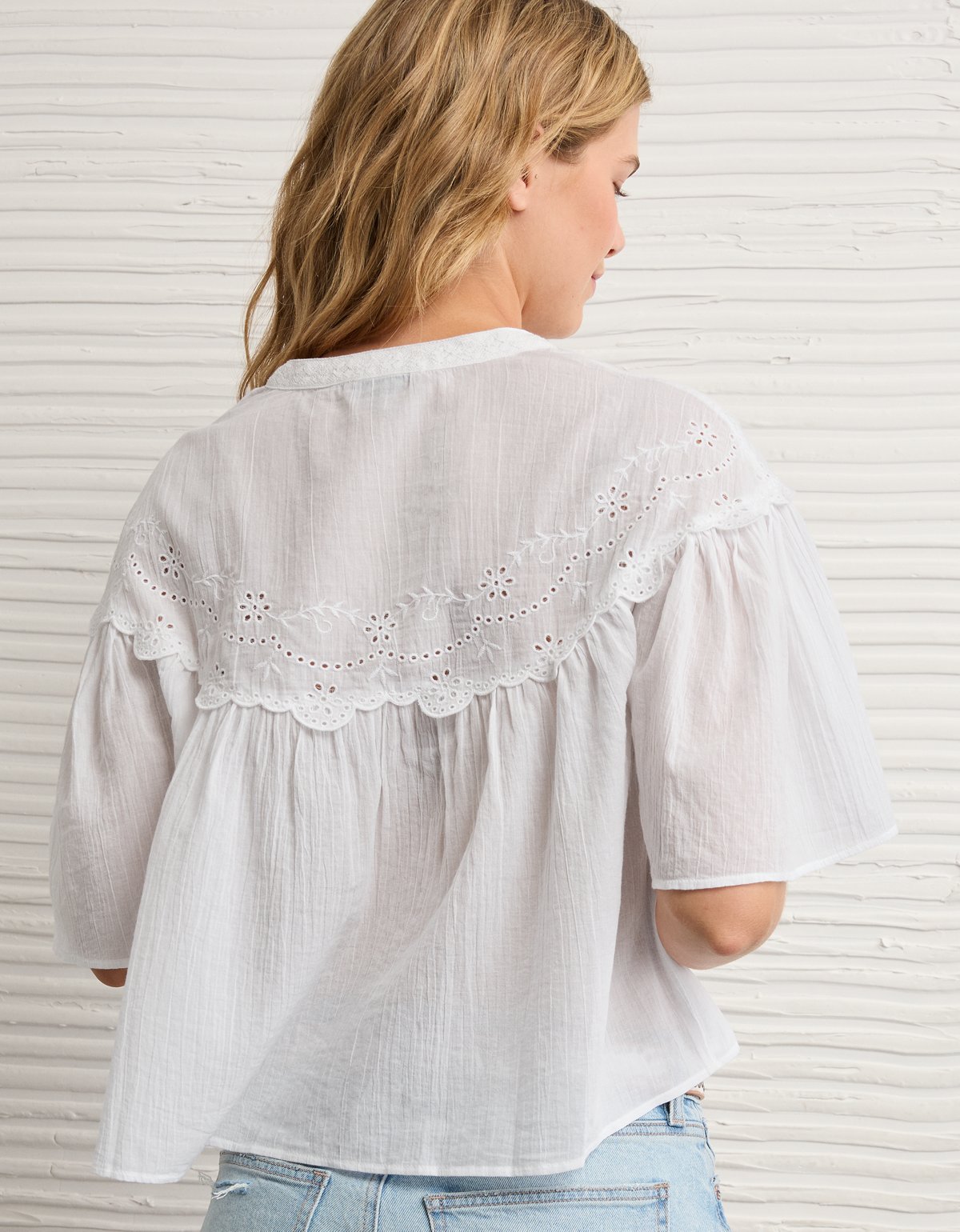 AE Embroidered Button-Up Blouse - image 2