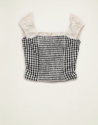 AE Square-Neck Cap-Sleeve Top