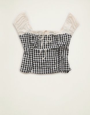 AE Square-Neck Cap-Sleeve Top