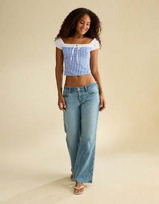 AE Square-Neck Cap-Sleeve Top