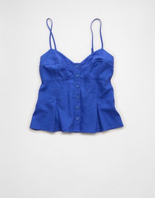 AE Linen-Blend Button-Up Cami