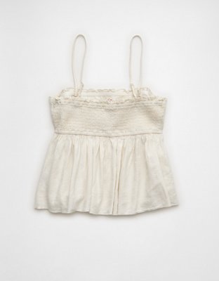 AE Embroidered Strapless Babydoll Tube Top
