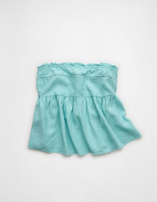 AE Embroidered Strapless Babydoll Tube Top