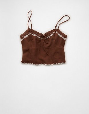 AE Embroidered Scalloped-Hem Cami